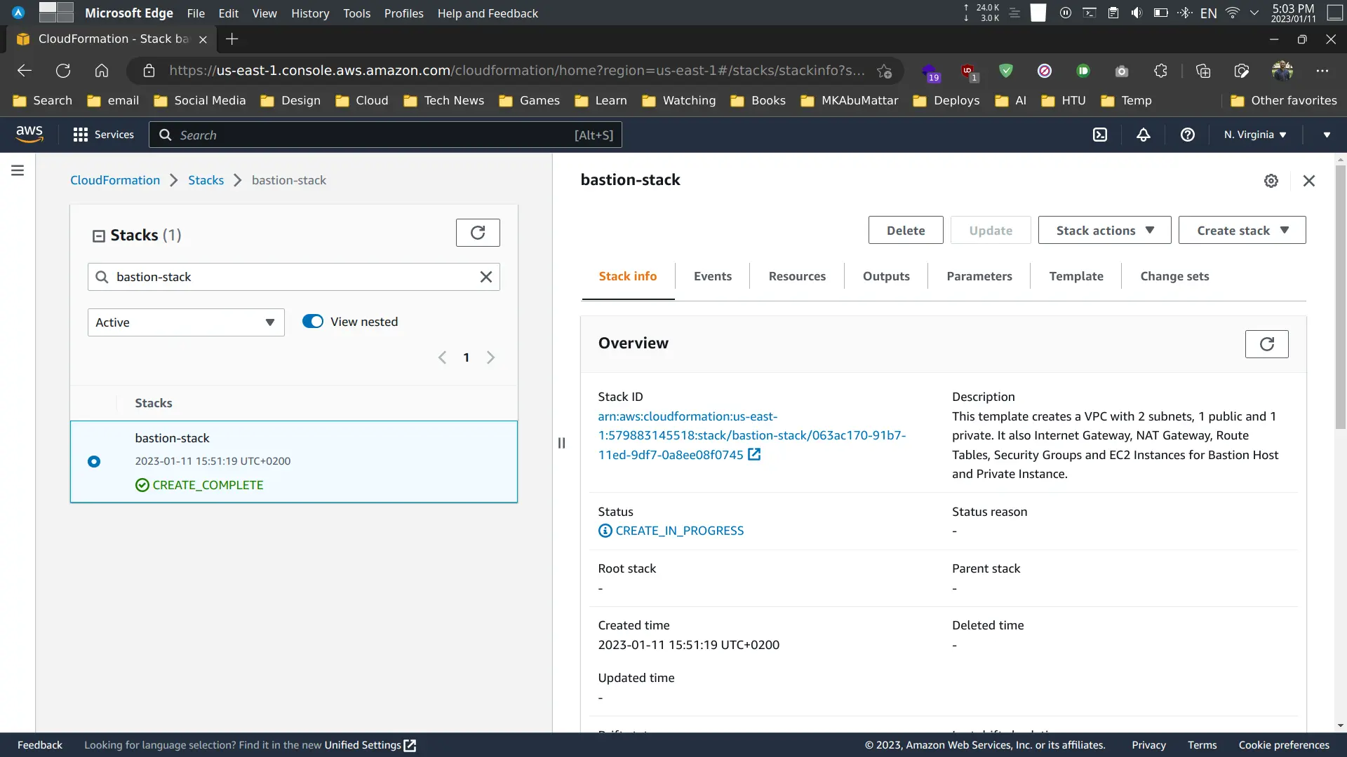 AWS CloudFormation console